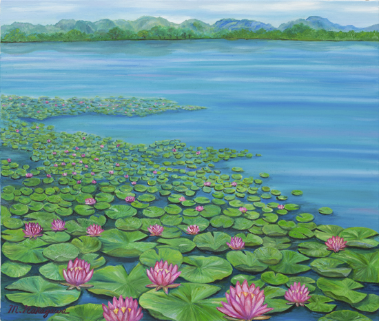 「蓮の花咲く池」