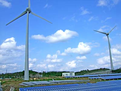 宮古島の風力、太陽光発電施設